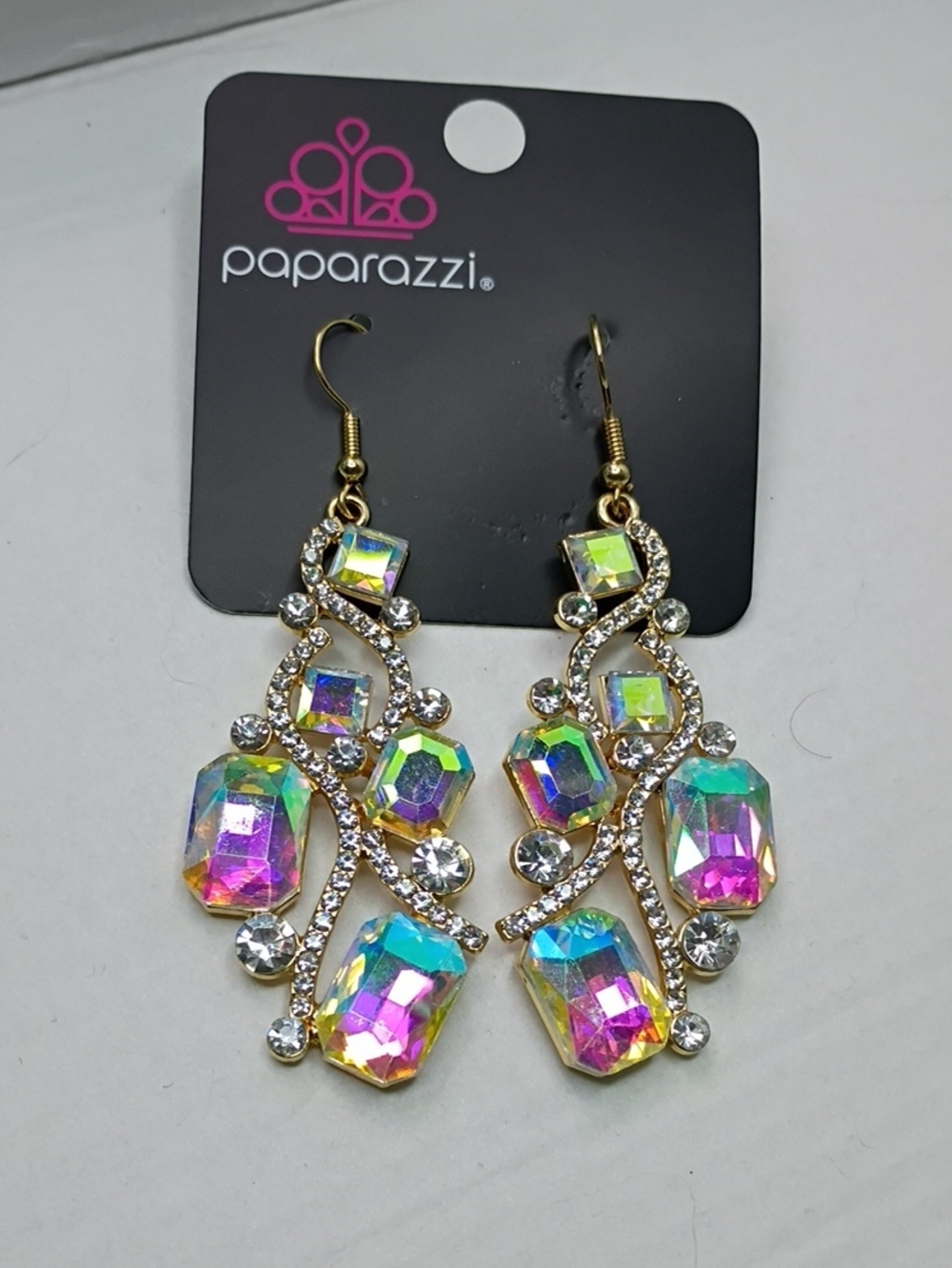 Paparazzi Iridescent Aurora Gold Dangle Earrings